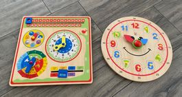 Hape Lernuhr und Spielba Lerntafel aus Holz