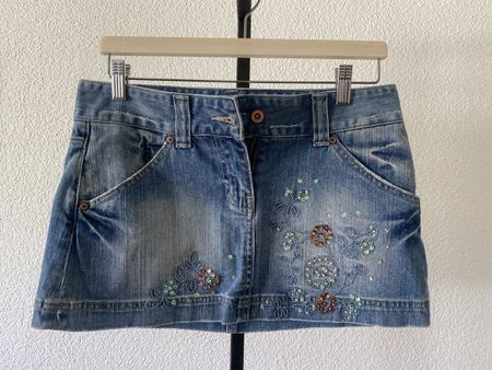 Jeans Minirock mit Pailetten