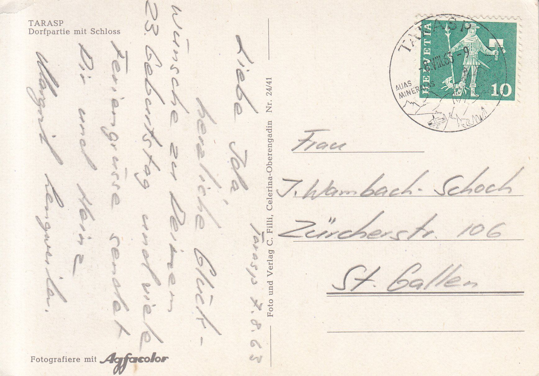 Cartoline postali: Tarasp 1963 – Usato da Bürglen TG venduto da StampGraf 1