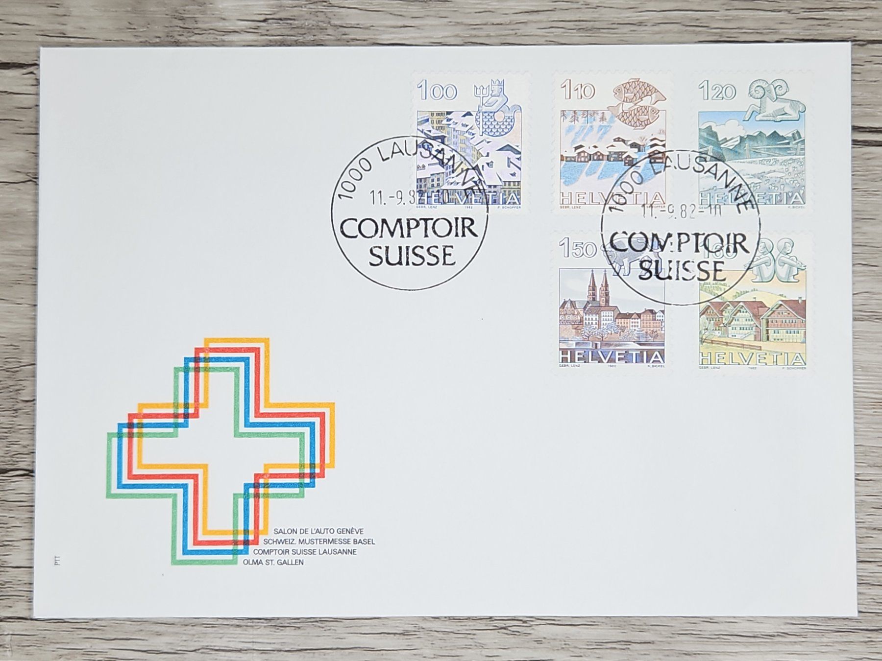 Tutti i francobolli: CL02 Enveloppe + Timbre Suisse 1982 – Usato da Cousset venduto da Patrick_Collections