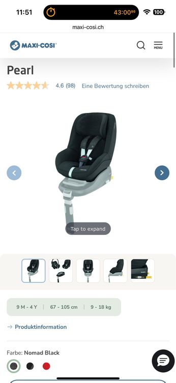 Maxi-Cosi Pearl Kindersitz 9-18kg und FamilyFix Isofix 1