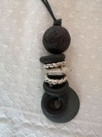Modeschmuck Halskette schwarz Silber Vintage Look