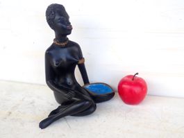 Figur Gips Frau Afrika 50er 60er Frauenakt Schale Vintage