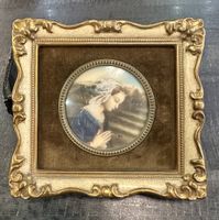 hübsche Miniatur Gemälde Madonna betend im Rahmen „Alinari“✨