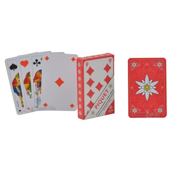 Giochi: Jasskarten Piquet mit Edelweiss Muster – Nuovo e nell'imballaggio originale da Hedingen venduto da Nalitwin