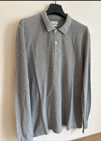 Polo manches longues BRUNELLO CUCINELLI gris L Slim Fit