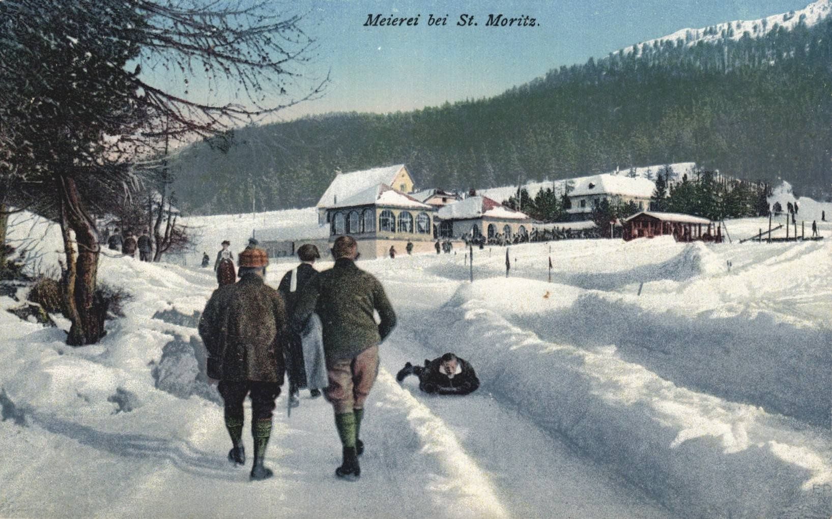Cartes postales: Ansichtskarte Meierei bei St. Moritz Winter Wanderer – D'occasion à Luzern par Kartenansicht