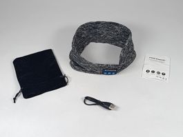 Ecouteurs sans fil Bluetooth en bandeau tissu gris