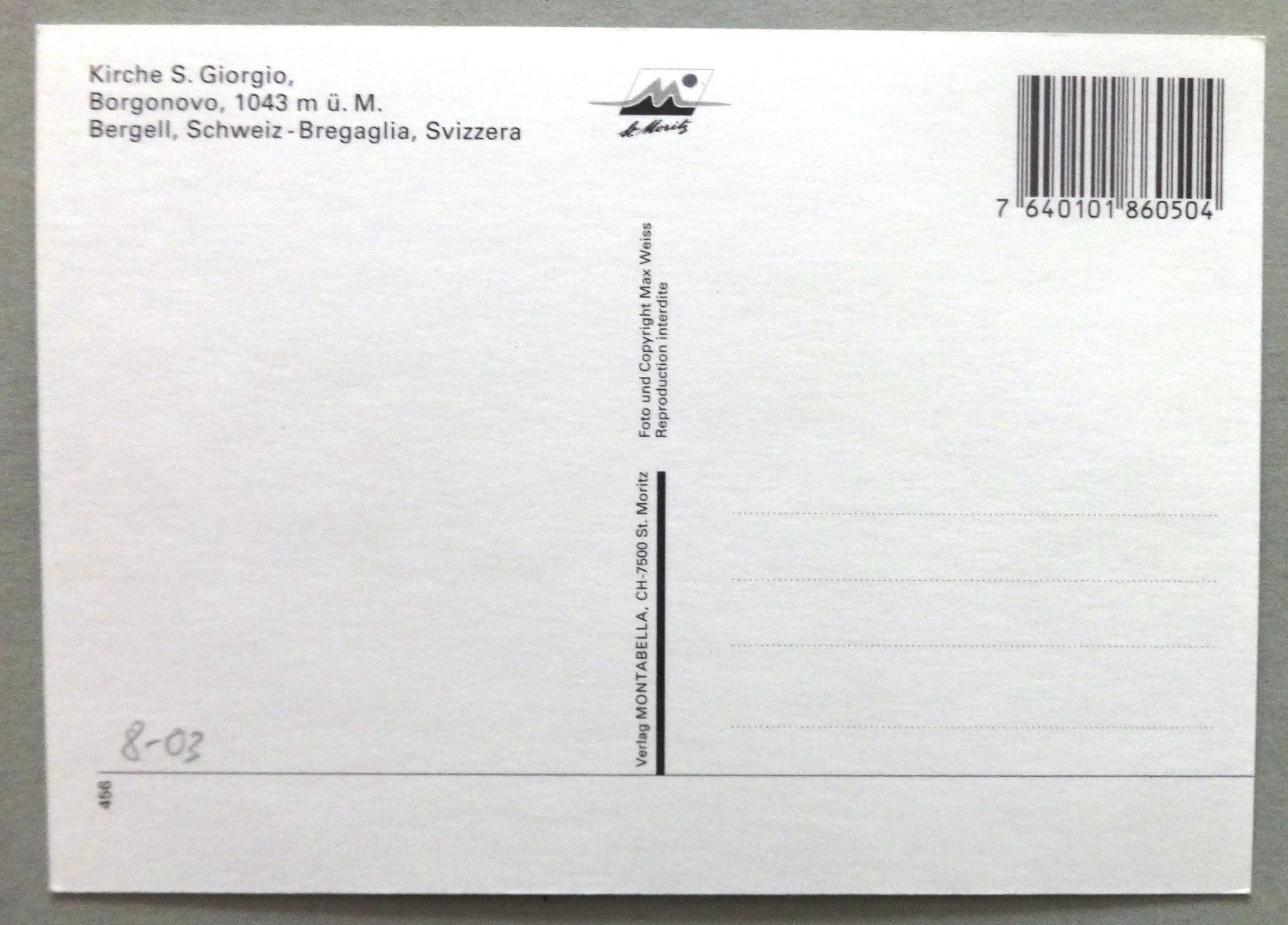 Cartoline postali: Kirche S. Giorgio, Borgonovo, Bergell – Usato da Fétigny venduto da Billy2miny 1