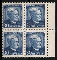 1932 PRO JUVENTUTE SBK J64 Eugen Huber Quartina nuova **MNH