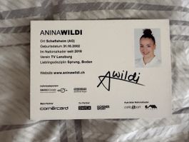 Anina Wildi Karte Nationalkader Gymnastik Einzelstück neu