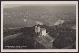 Fliegeraufnahme  Schloss Habsburg mit Blick gegen Brugg 1937