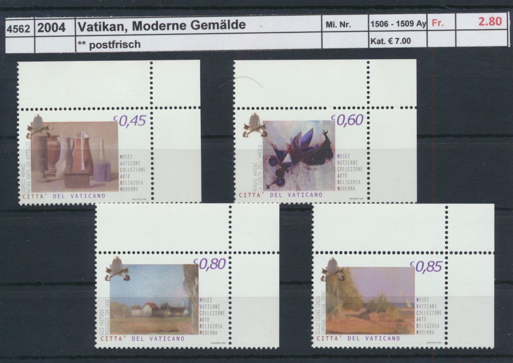 Tutti i francobolli: 2004 Vatikan, "Moderne Gemälde", ** postfrisch – Nuovo (secondo la descrizione) da Winterthur venduto da Zupogeru
