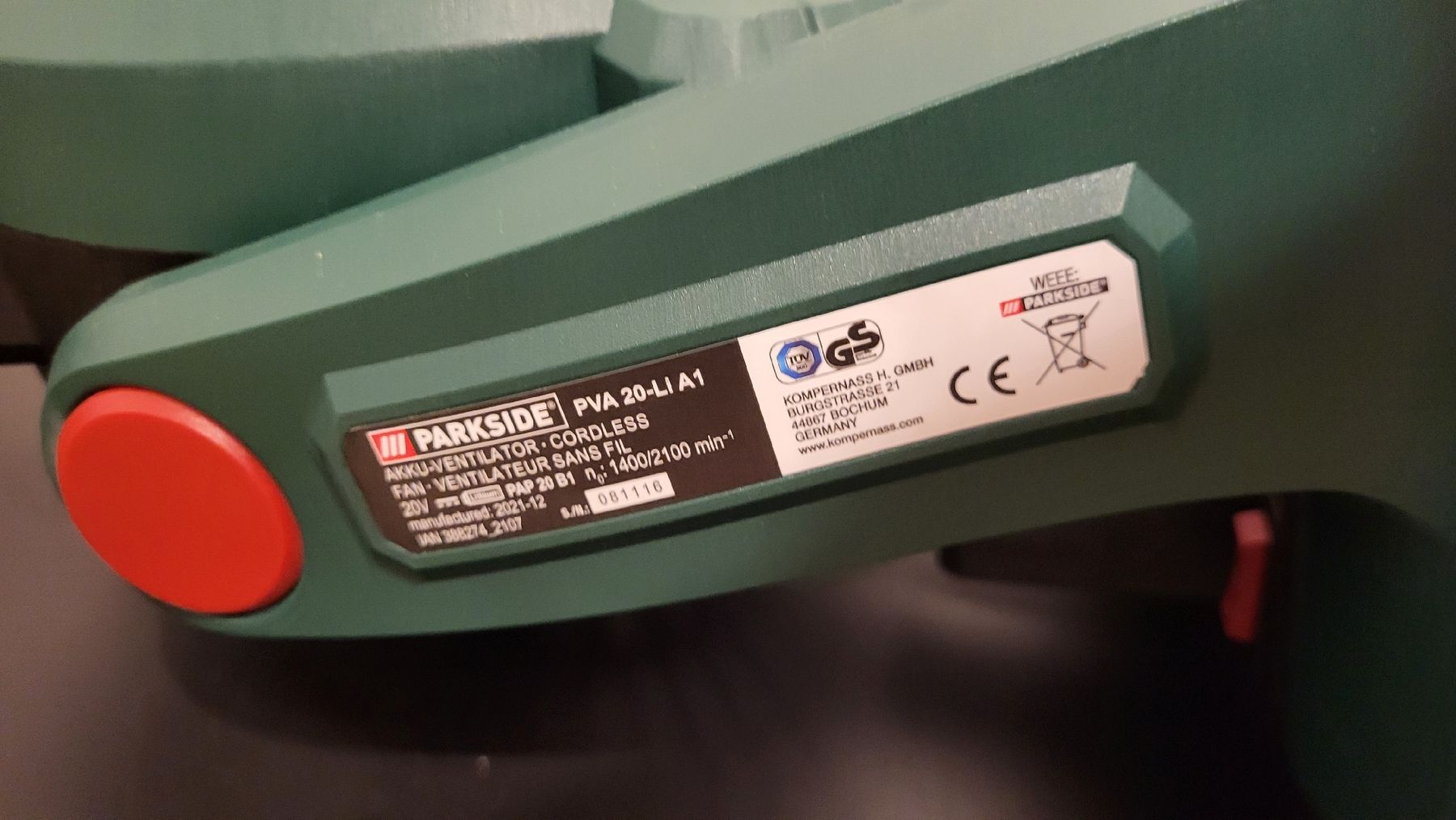 Ventilatoren: Parkside Akku-Ventilator 20V – Gebraucht aus Uffikon von LegoNavi 2