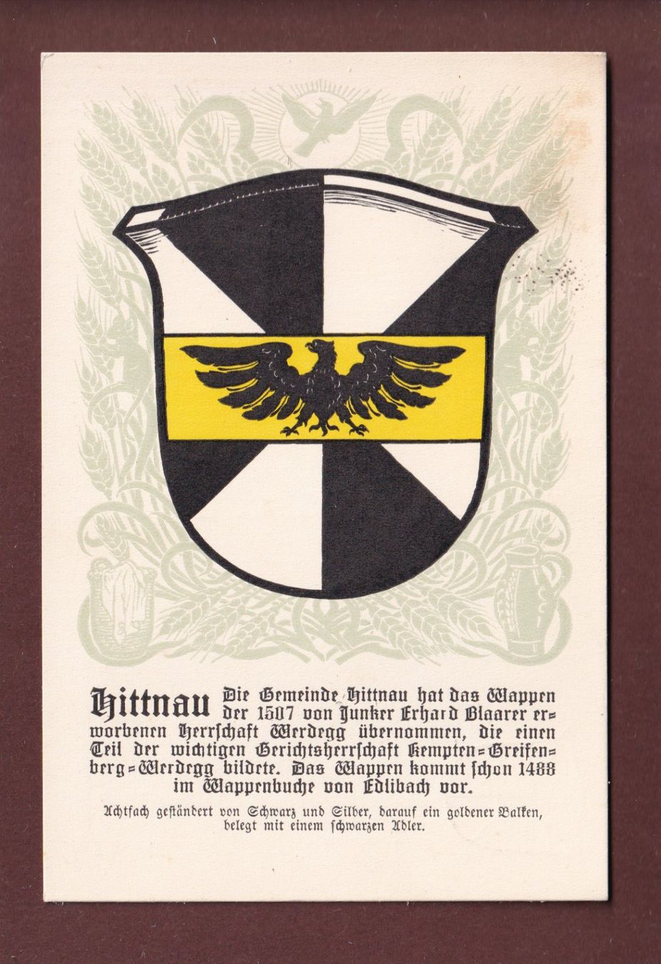 Cartoline postali: Wappen - HITTNAU – Usato da Pully venduto da nicecards