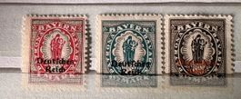 Timbres Bavière Deutsches Reich 1 Mark lot 3 pièces