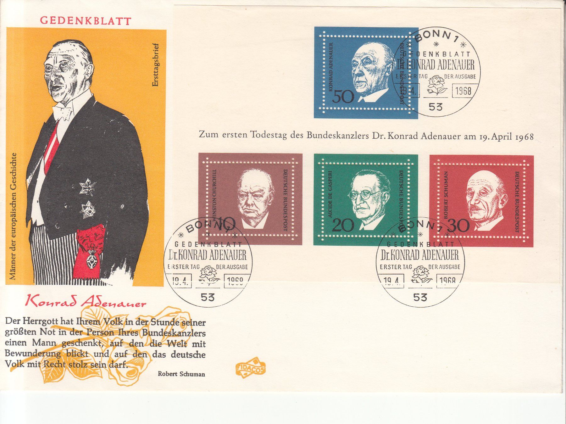 Tutti i francobolli: BRD Mi Block 4 FDC – Usato da Bürglen TG venduto da StampGraf