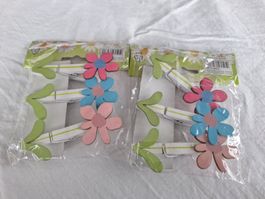 2 Päckli Frühlings Wäscheklammern mit Blumen, Neu!
