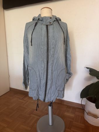 Forever 21 Jeansjacke Übergangsjacke Gr. S Kapuze blau