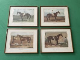 Vintage Framed Horse Racing Prints, Set of Four, Collectible