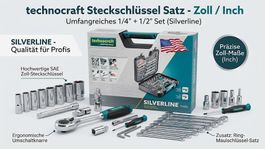 technocraft Steckschlüssel Satz Zoll / Inch 1/4" + 1/2"