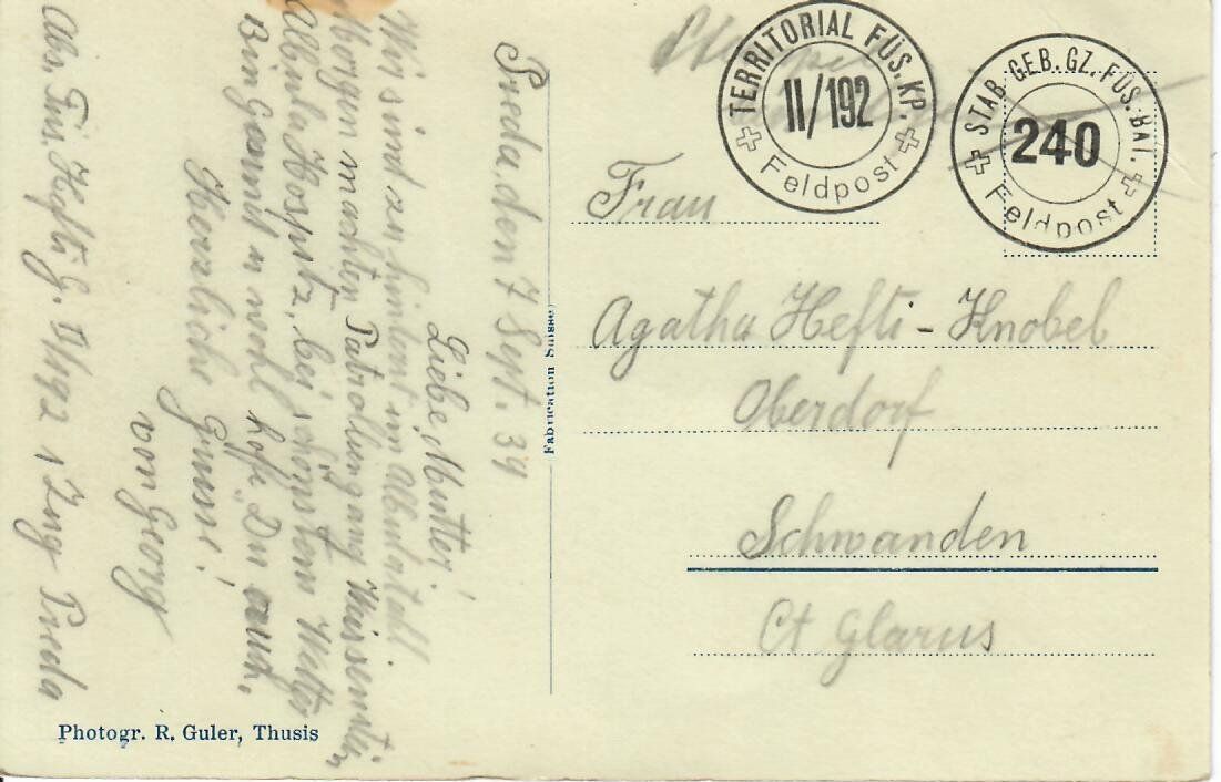 Cartoline postali: Preda 1939 – Usato da Hochdorf venduto da Ziegel-16 1