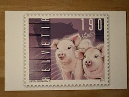 AK mit Tier Briefmarken Motiv von Judith Brennwald