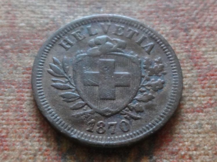 Tutti le monete: 1 Rp. 1870  (A) – Usato da Romanel-sur-Lausanne venduto da Swift13