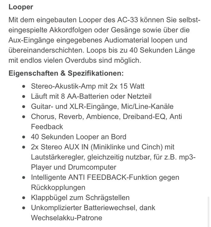 Roland AC33 Akustikgittarenverstärker Kaufen auf Ricardo