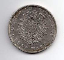 (2054) Bayern 1876, 5 Mark, vz