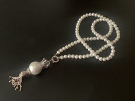 Luxuriöse Perlenkette mit Anhänger Silber