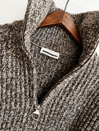 Armedangels Strickpullover Damen Gr. XS Wolle Mix Braun Top