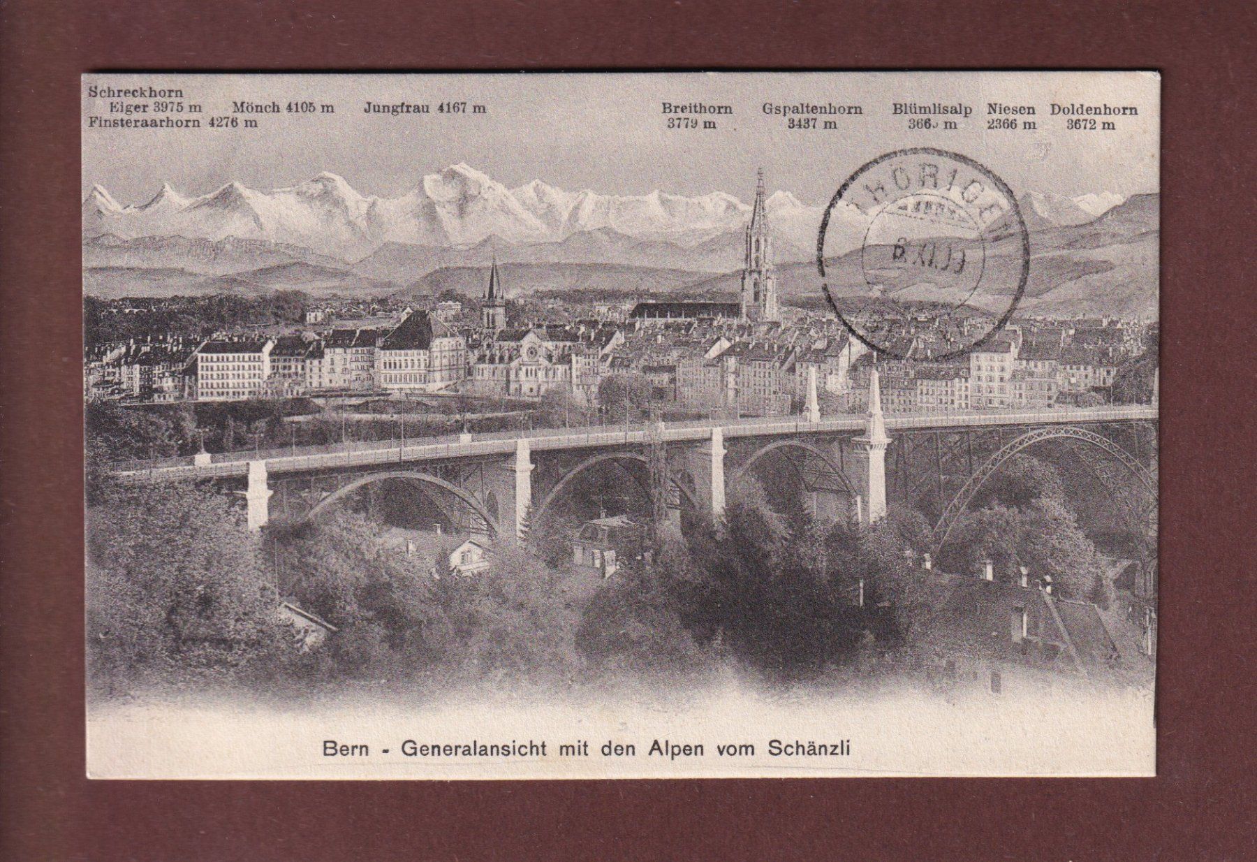 Cartoline postali: BERN und die Alpen - 1909 – Usato da Pully venduto da nicecards-shop
