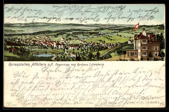 Cartoline postali: Affoltern, Panorama vom Kurhaus Lilienbe – Usato da Berlin venduto da bartko-reher