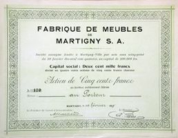 Fabrique de Meubles de Martigny SA, Martigny - 1914