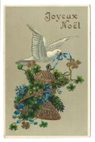 Joyeux Noel - Fröhliche Weihnachten - Taube - Präge-Litho