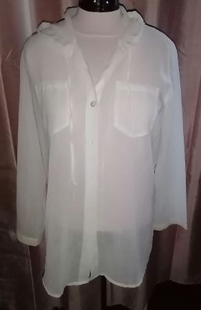 Halbtransparente Retro Long Bluse mit Kapuze