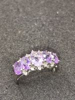 Vintage 925er Silber Ring mit Amethyst Steinen Top