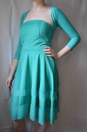 Magnifique robe et boléro assortis vert turquoise - Taille S