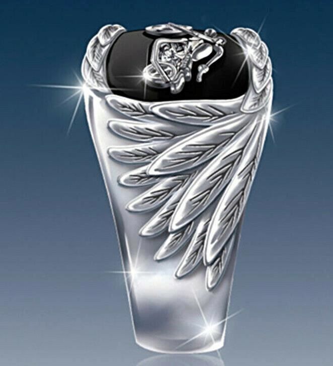 Anelli: BIKER RING, SILBERFARBEN, GR.10, CA. 2CM DURCHMESSER NEU – Nuovo e nell'imballaggio originale da Bad Ragaz venduto da Schtupsi 1
