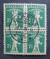 Tellknabe 7 1/2 Rappen Viererblock gestempelt