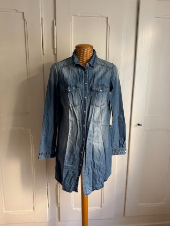 STRADIVARIUS - Jeansbluse blau lang M