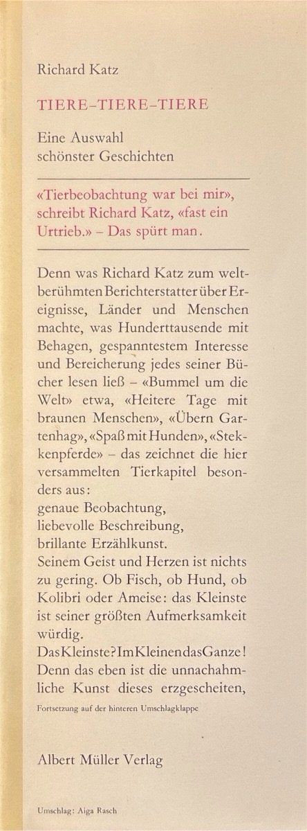 Libri: Richard Katz, Tiere-Tiere-Tiere – Usato da Sarnen venduto da Livres 1