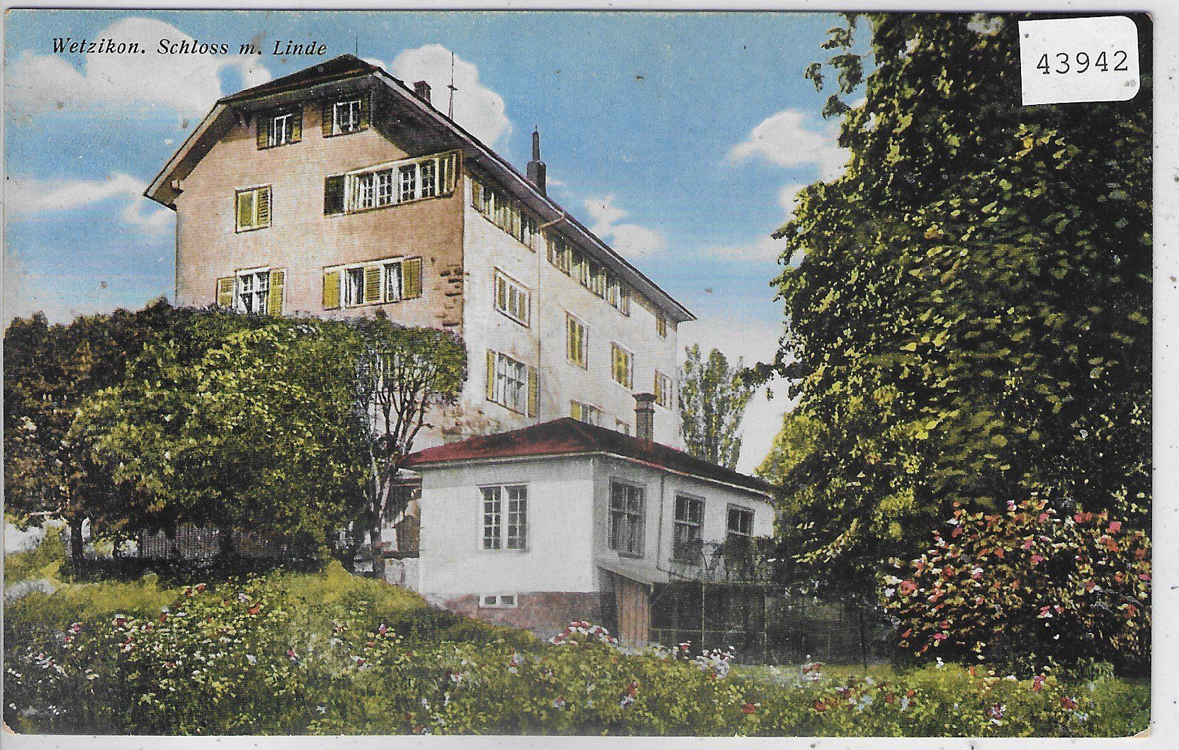 Cartoline postali: Wetzikon - Schloss mit Linde - coloriert – Usato da Ettingen venduto da Kartenplanet