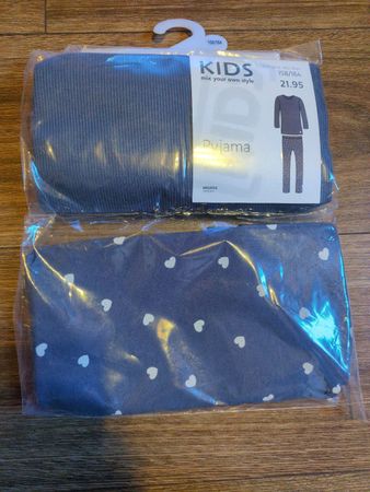 Migros Kids Pyjama blau Herzmuster Grösse 158/164 neu