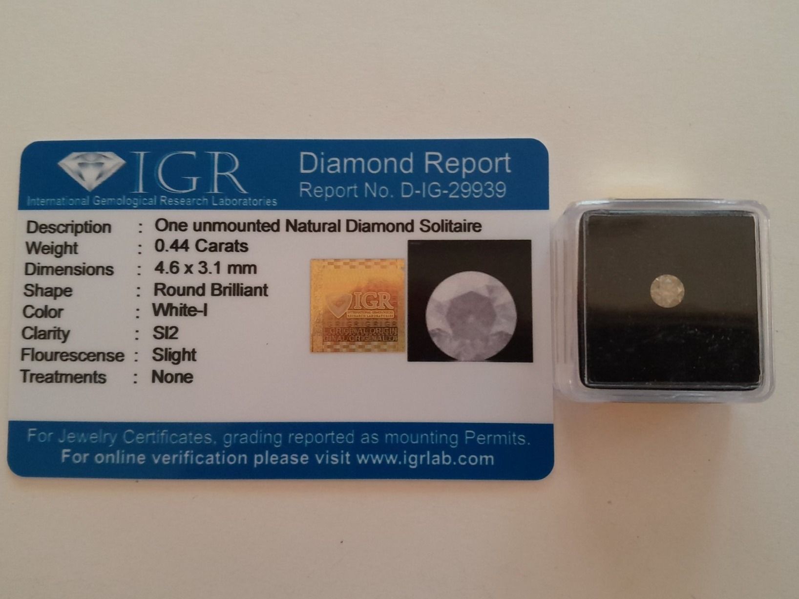 Pietre preziose: 0.44 cts. CERTIFIED Diamond SI2 White-I – Usato da Aarau venduto da Reto_BA_01 1
