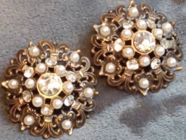 Antike luxuriöse Perlchen/Strass Ohrclips, ca 1920