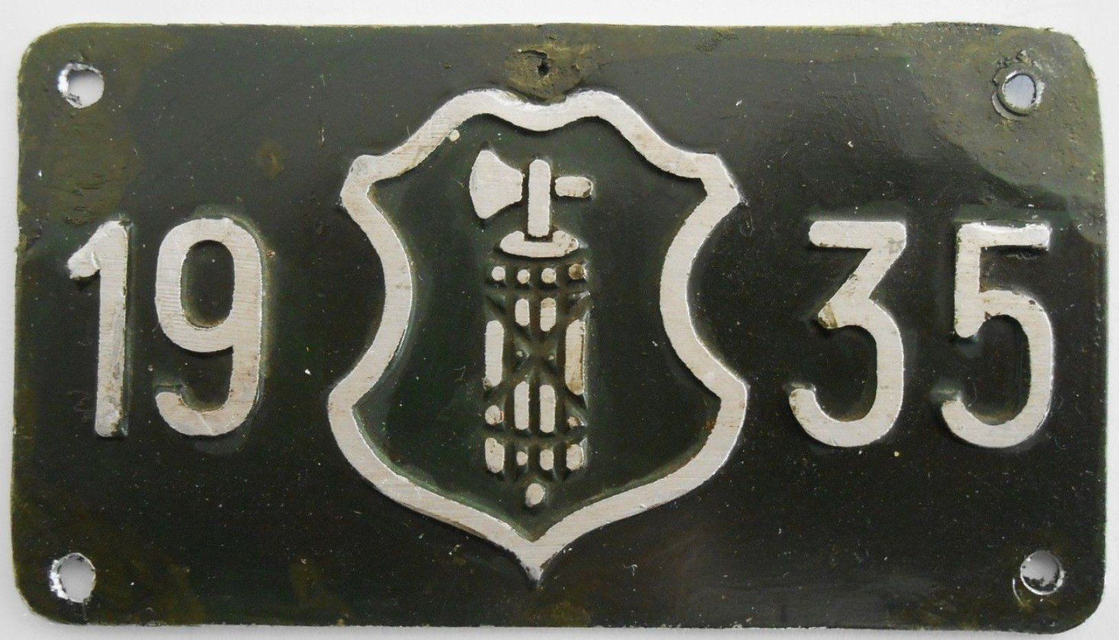 Insegne: Velonummer St. Gallen 1935 SG 35 – Usato da Bülach venduto da gmstart