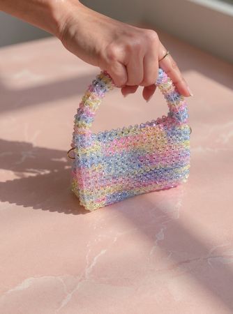 Superelegante glitzernde Handtasche aus Kristallperlen