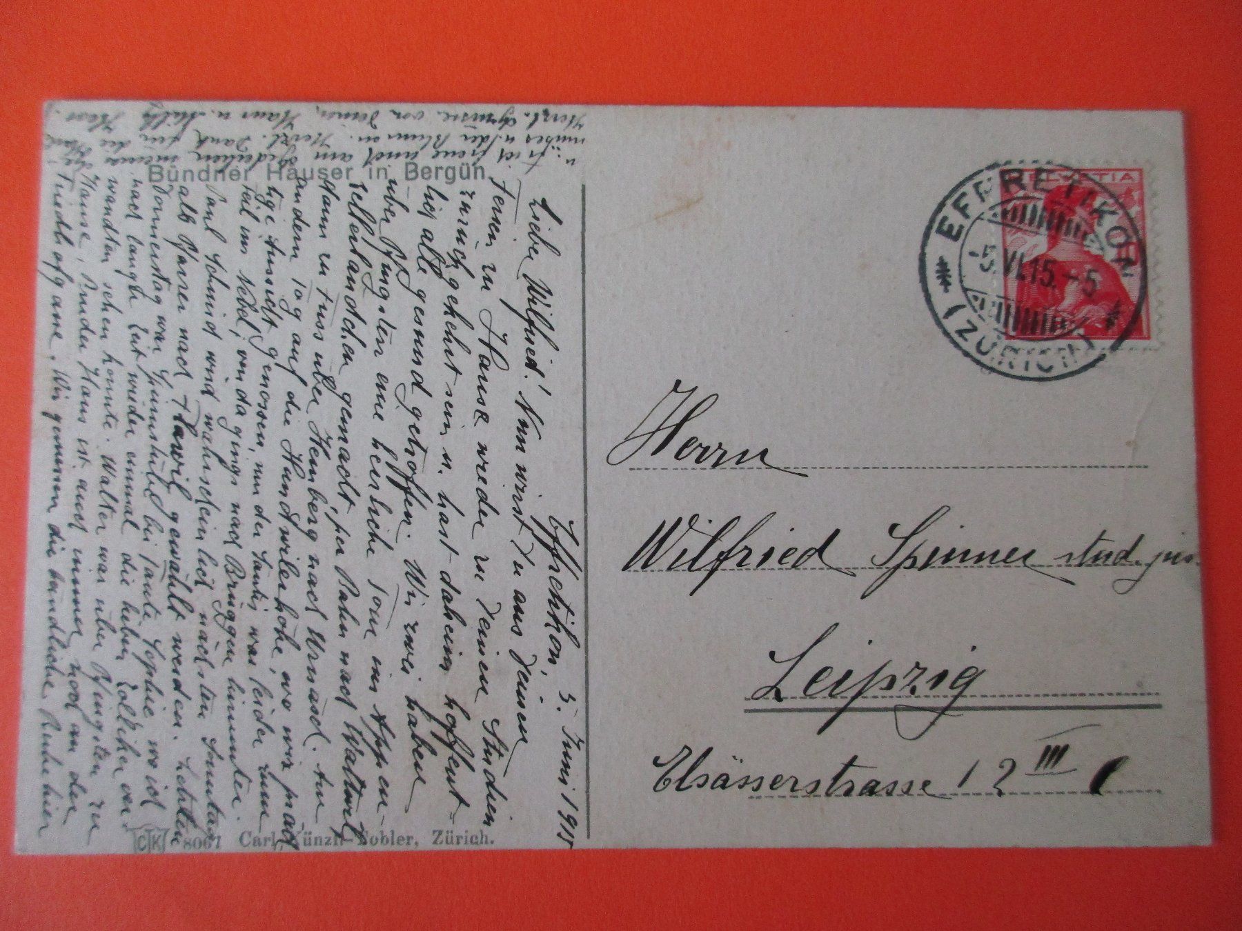 Cartoline postali: Bündner Häuser BERGÜN / Gel. 1915 / Ansichtskarte – Usato da Eschenbach LU venduto da Jack1711 1